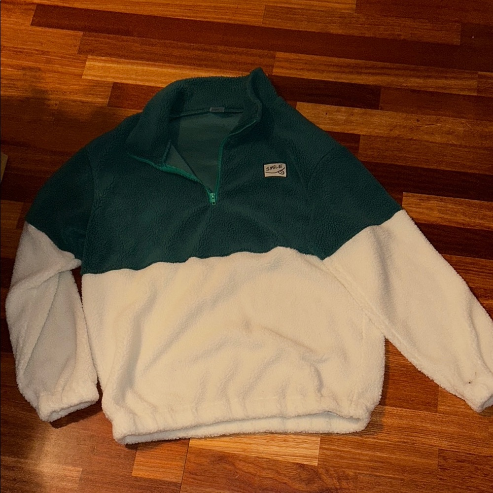 Teal and White Pullover Fleece
